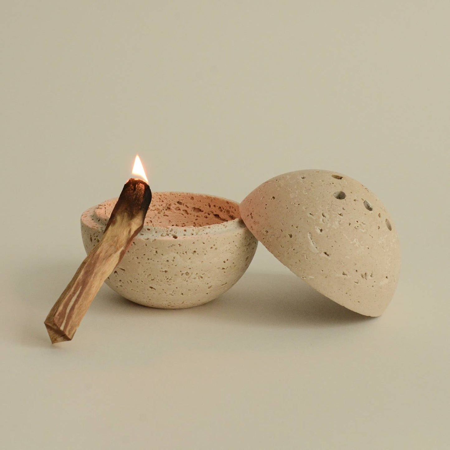 Travertine Sphere Incense & Smudging Burner