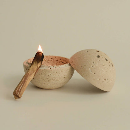 Travertine Sphere Incense & Smudging Burner