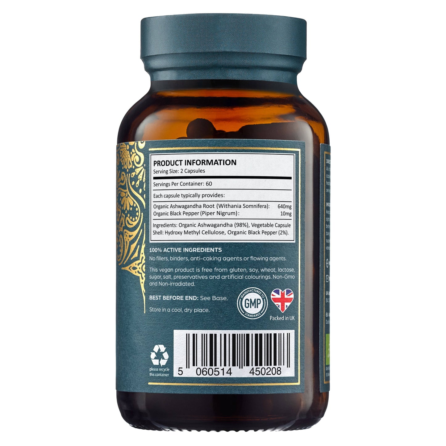 Organic Ashwagandha | 120 Vegan Capsules