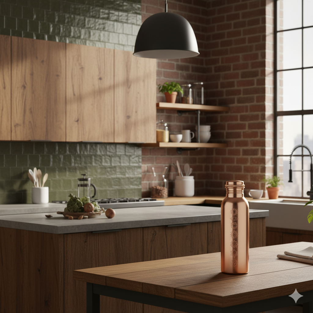 7 Chakra Etched Copper Water Bottle 500ml