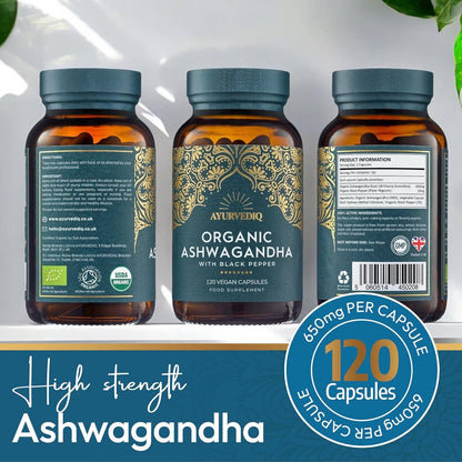 Organic Ashwagandha | 120 Vegan Capsules
