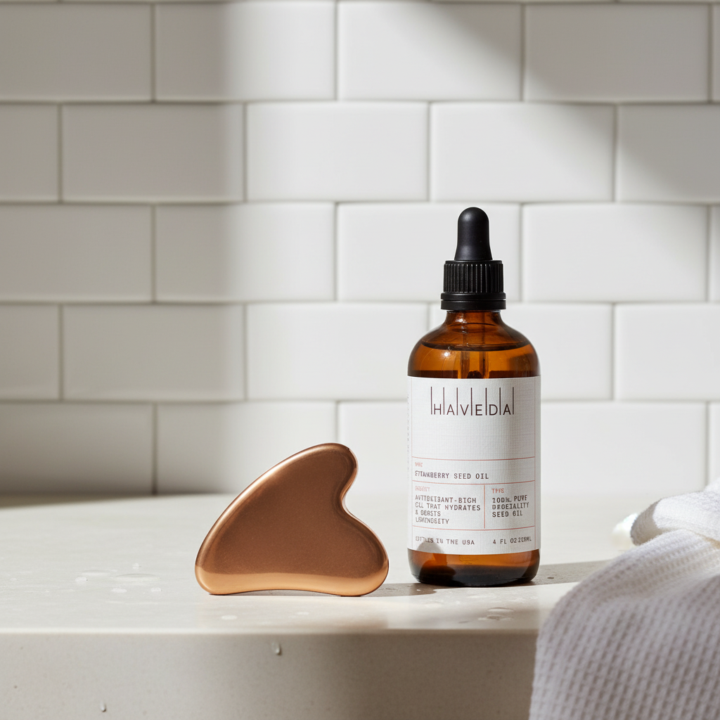 Kansa Gua Sha with Herveda Strawberry Seed Oil