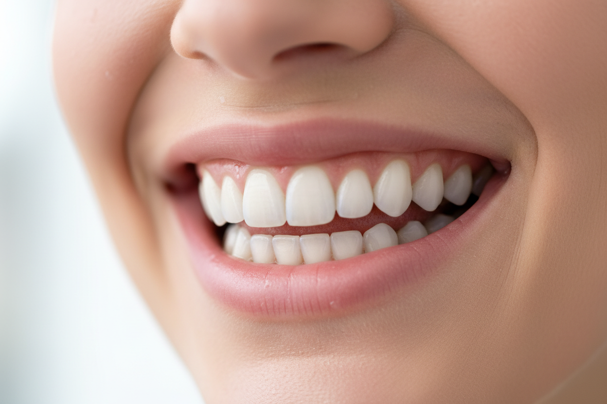 show perfect teeth suggesting fresh clean mouth and tongue